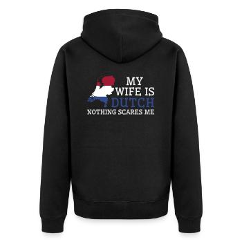 Nothing Scares Me My Wife Is Dutch Husband - Unisex Premium Organic Zip Hoodie - black - Back - Nico (187cm)