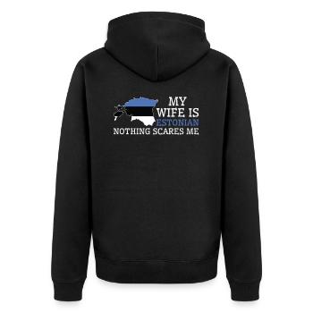 Nichts macht mir Angst Meine Frau ist estnisch - Unisex Premium Bio Zip Hoodie - Schwarz - Hinten - Nico (187cm)