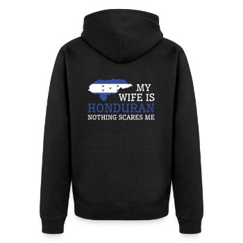 Nothing Scares Me My Wife Is Honduran Husband - Unisex Premium Organic Zip Hoodie - black - Back - Nico (187cm)