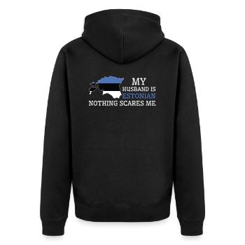 Nichts macht mir Angst Meine Frau ist estnisch - Unisex Premium Bio Zip Hoodie - Schwarz - Hinten - Nico (187cm)