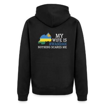 Nothing Scares Me My Wife Is Rwandan Husband - Unisex Premium Organic Zip Hoodie - black - Back - Nico (187cm)