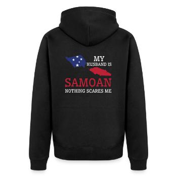 Rien ne me fait peur Ma femme est samoane - Veste à capuche bio Premium Unisexe - noir - Dos - Nico (187cm)