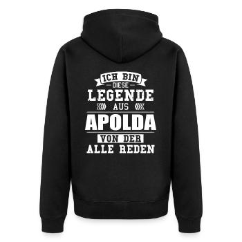 Stadt Apolda Deutschland Legende Spruch - Unisex Premium Bio Zip Hoodie - Schwarz - Hinten - Nico (187cm)