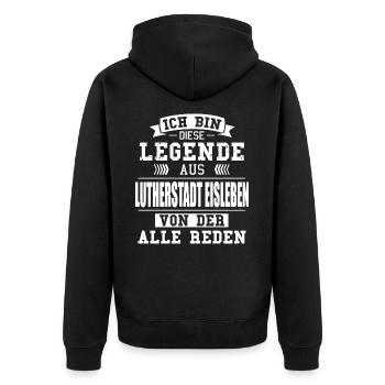 Stadt Lutherstadt Eisleben Deutschland Legende - Unisex Premium Bio Zip Hoodie - Schwarz - Hinten - Nico (187cm)