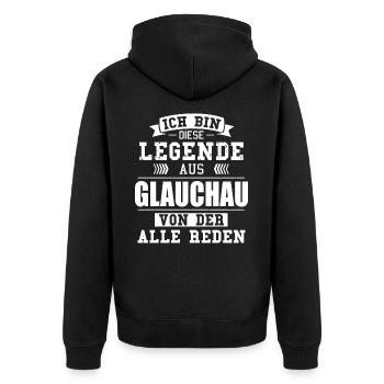 Stadt Glauchau Deutschland Legende Spruch - Unisex Premium Bio Zip Hoodie - Schwarz - Hinten - Nico (187cm)