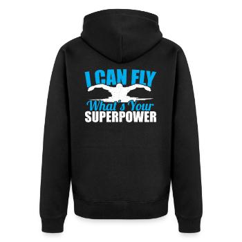 Swimmer I Can Fly What's Your Superpower Swimming - Unisex Premium Organic Zip Hoodie - black - Back - Nico (187cm)