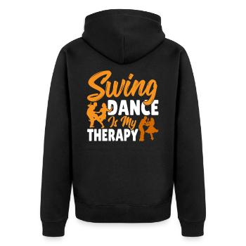 Tänzer Swing Dance ist meine Therapie Swing - Unisex Premium Bio Zip Hoodie - Schwarz - Hinten - Nico (187cm)