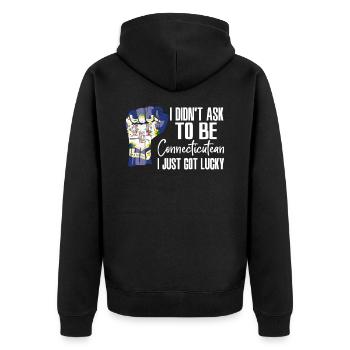 Connecticutean American US Patriot USA Grown - Unisex Premium Organic Zip Hoodie - black - Back - Nico (187cm)