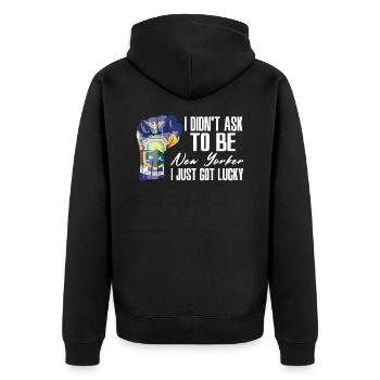 New Yorker American US Patriot USA Grown New York - Unisex Premium Organic Zip Hoodie - black - Back - Nico (187cm)