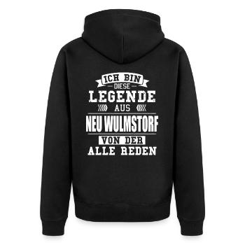 Stadt Neu Wulmstorf Deutschland Legende Spruch - Unisex Premium Bio Zip Hoodie - Schwarz - Hinten - Nico (187cm)