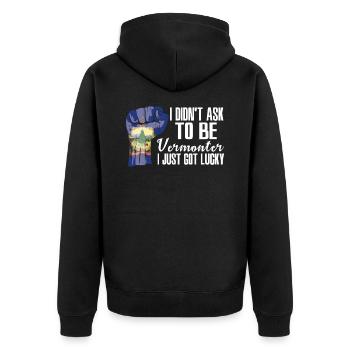 Vermonter American US Patriot USA Grown Vermont - Unisex Premium Organic Zip Hoodie - black - Back - Nico (187cm)