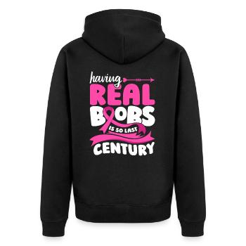 Breast Cancer Survivor Pin Breast Cancer - Unisex Premium Organic Zip Hoodie - black - Back - Nico (187cm)