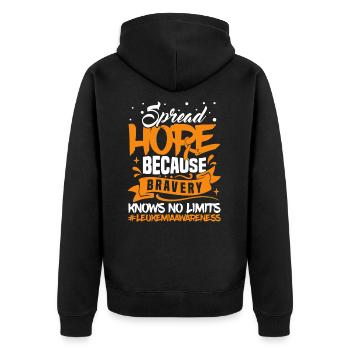 Leukemia Cancer Awareness Ribbon Blood Cancer - Unisex Premium Organic Zip Hoodie - black - Back - Nico (187cm)