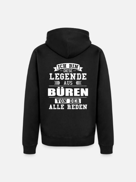 Stadt Büren Deutschland Legende Spruch - Unisex Premium Bio Zip Hoodie - Schwarz