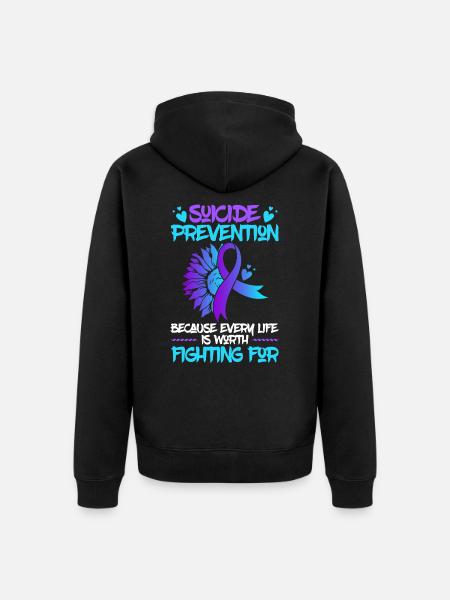 Mental Health Support Week Suicide Prevention - Unisex Premium Organic Zip Hoodie - black