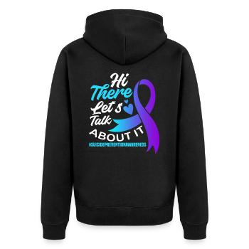 Woche zur Förderung der psychischen Gesundheit - Unisex Premium Bio Zip Hoodie - Schwarz - Hinten - Nico (187cm)