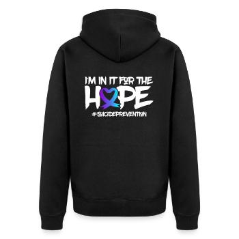 Mental Health Support Product Suicide Prevention - Unisex Premium Organic Zip Hoodie - black - Back - Nico (187cm)