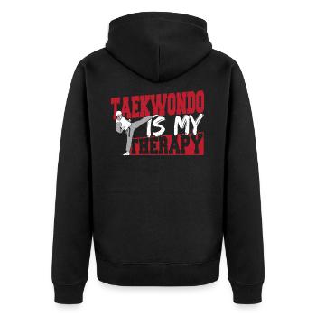 Martial Arts Taekwondo Is My Therapy Tae kwon do - Unisex Premium Organic Zip Hoodie - black - Back - Nico (187cm)