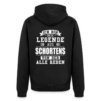Stadt Schortens Deutschland Legende Spruch - Unisex Premium Bio Zip Hoodie - Schwarz - Hinten - Nico (187cm)