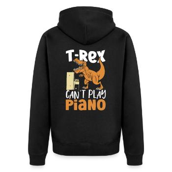 T-Rex Can't Play Piano T-Rex Dinosaur Lovers - Unisex Premium Organic Zip Hoodie - black - Back - Nico (187cm)