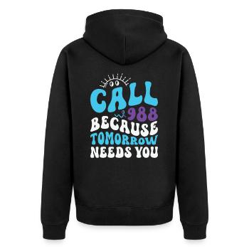 Suicide Prevention Awareness Mental Health Ribbon - Unisex Premium Organic Zip Hoodie - black - Back - Nico (187cm)