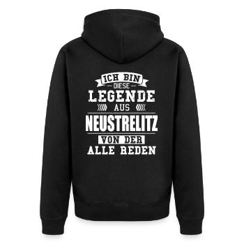 Stadt Neustrelitz Deutschland Legende Spruch - Unisex Premium Bio Zip Hoodie - Schwarz - Hinten - Nico (187cm)