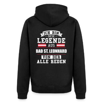 Stadt Bad St. Leonhard Österreich Legende Spruch - Unisex Premium Bio Zip Hoodie - Schwarz - Hinten - Nico (187cm)