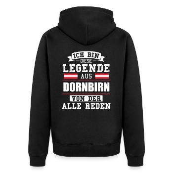 Stadt Dornbirn Österreich Legende Spruch - Unisex Premium Bio Zip Hoodie - Schwarz - Hinten - Nico (187cm)