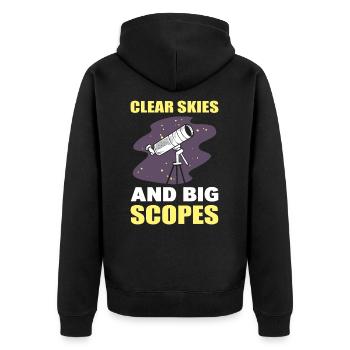 Astronomie Klarer Himmel und große Fernrohre - Unisex Premium Bio Zip Hoodie - Schwarz - Hinten - Nico (187cm)