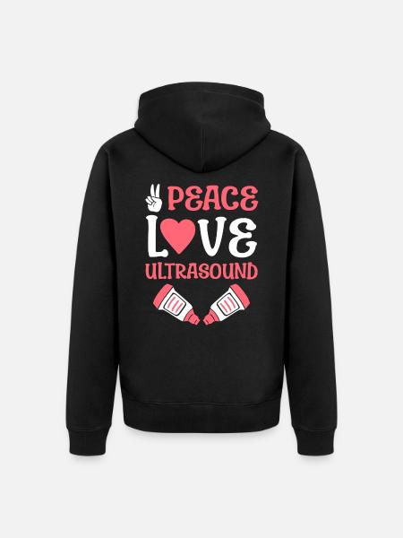 Ultraschalltechniker Peace Love - Unisex Premium Bio Zip Hoodie - Schwarz