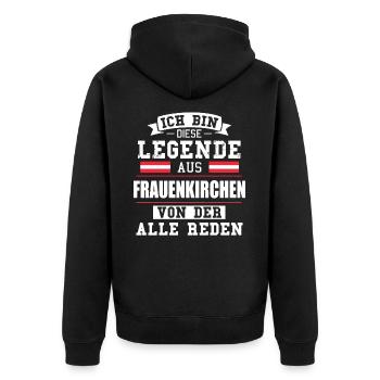 Stadt Frauenkirchen Österreich Legende Spruch - Unisex Premium Bio Zip Hoodie - Schwarz - Hinten - Nico (187cm)