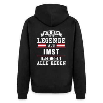 Stadt Imst Österreich Legende Spruch - Unisex Premium Bio Zip Hoodie - Schwarz - Hinten - Nico (187cm)
