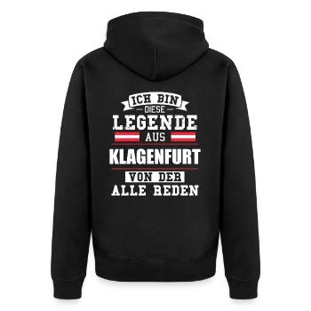 Stadt Klagenfurt Österreich Legende Spruch - Unisex Premium Bio Zip Hoodie - Schwarz - Hinten - Nico (187cm)