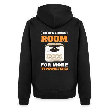 Schreibmaschinenautor Es ist immer Platz für mehr - Unisex Premium Bio Zip Hoodie - Schwarz - Hinten - Nico (187cm)