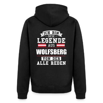 Stadt Wolfsberg Österreich Legende Spruch - Unisex Premium Bio Zip Hoodie - Schwarz - Hinten - Nico (187cm)