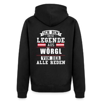 Stadt Wörgl Österreich Legende Spruch - Unisex Premium Bio Zip Hoodie - Schwarz - Hinten - Nico (187cm)