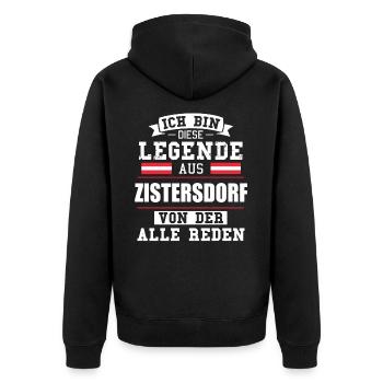 Stadt Zistersdorf Österreich Legende Spruch - Unisex Premium Bio Zip Hoodie - Schwarz - Hinten - Nico (187cm)