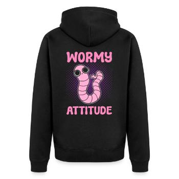Wormy Attitude Worm Farming Vermiculture Worm - Unisex Premium Bio Zip Hoodie - Schwarz - Hinten - Nico (187cm)