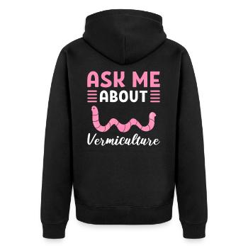 Posez-moi des questions sur l’élevage de vers de vermiculture / - Veste à capuche bio Premium Unisexe - noir - Dos - Nico (187cm)