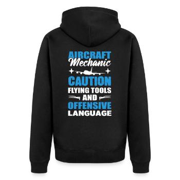 Aircraft Mechanic Caution Flying Tools And - Unisex Premium Organic Zip Hoodie - black - Back - Nico (187cm)