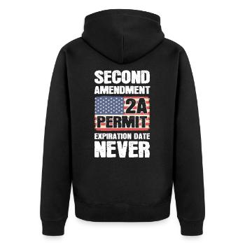 Deuxième amendement 2A Date d’expiration du permis Jamais - Veste à capuche bio Premium Unisexe - noir - Dos - Nico (187cm)