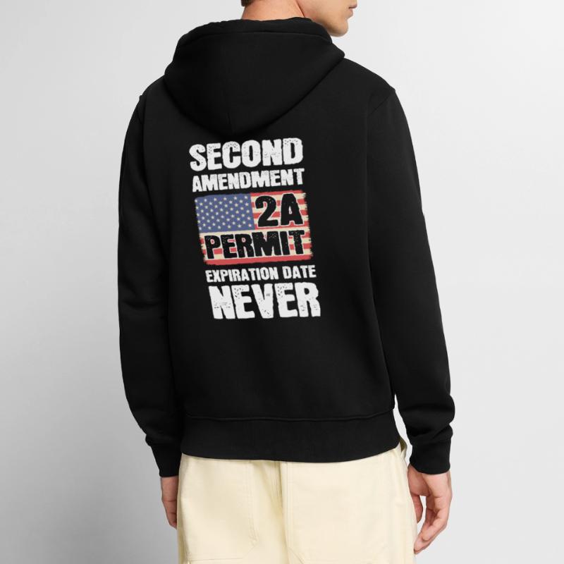 Second Amendment 2A Permit Expiration Date Never Unisex Premium Organic Zip Hoodie