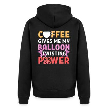 Coffee Gives Me My Balloon Twisting Power Balloon - Unisex Premium Bio Zip Hoodie - Schwarz - Hinten - Nico (187cm)