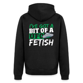 Alien Hunter I've Got A Bit Of A UFO Fetish - Unisex Premium Organic Zip Hoodie - black - Back - Nico (187cm)