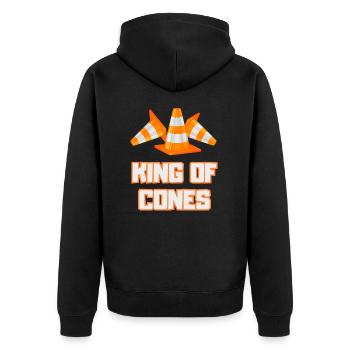 King of the Pylons Funny Traffic Cones Safety - Unisex Premium Organic Zip Hoodie - black - Back - Nico (187cm)