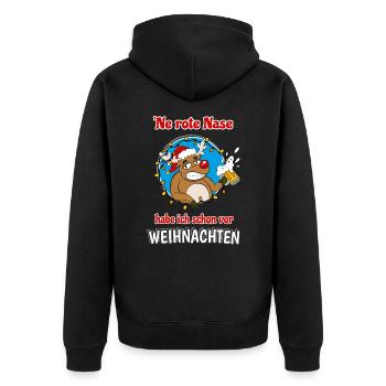 Rentier Rote Nase Bier Lustiges Alkohol Weihnachts - Unisex Premium Bio Zip Hoodie - Schwarz - Hinten - Nico (187cm)