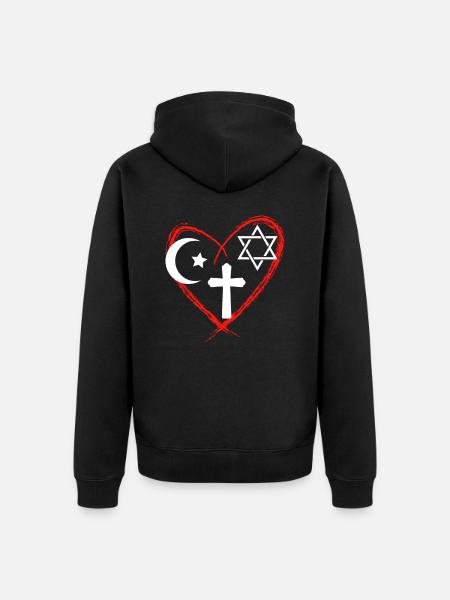 Religion Heart Interreligious Harmony - Unisex Premium Organic Zip Hoodie - black