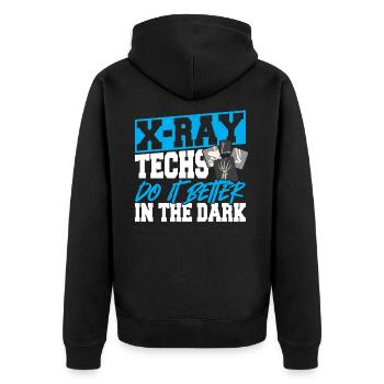 X-Ray Techs Do It Better In The Dark X-Ray - Unisex Premium Organic Zip Hoodie - black - Back - Nico (187cm)
