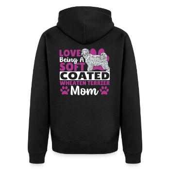 Wheatie Dog Love Eine Soft Coated Wheaten Terrier - Unisex Premium Bio Zip Hoodie - Schwarz - Hinten - Nico (187cm)