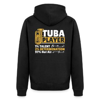 Tuba Player 1% Talent 2% Determination 97% Hot - Unisex Premium Bio Zip Hoodie - Schwarz - Hinten - Nico (187cm)